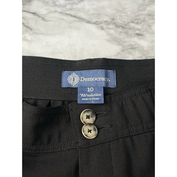 Democracy "Ab" Solution Sz 10 Women's Black Wide Leg Cropped Pants Career - Picture 4 of 9